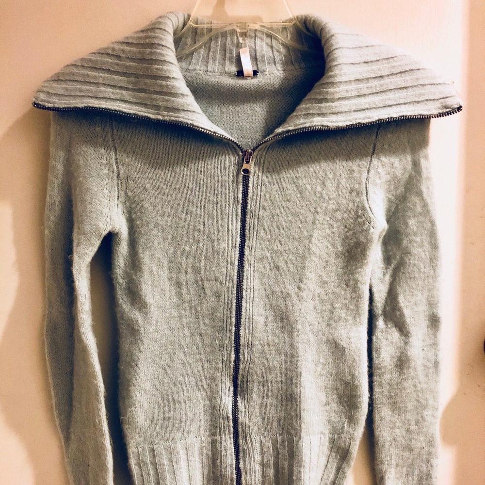 Vintage XS Lt Blue Free People Zip-up Sweater